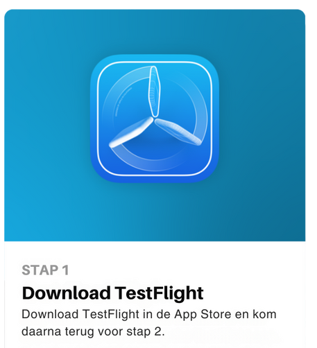 Visual met instructie voor het installeren van TestFlight